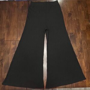 She + Sky Black Ribbed Knit Wide Leg Pants Women’s Size M